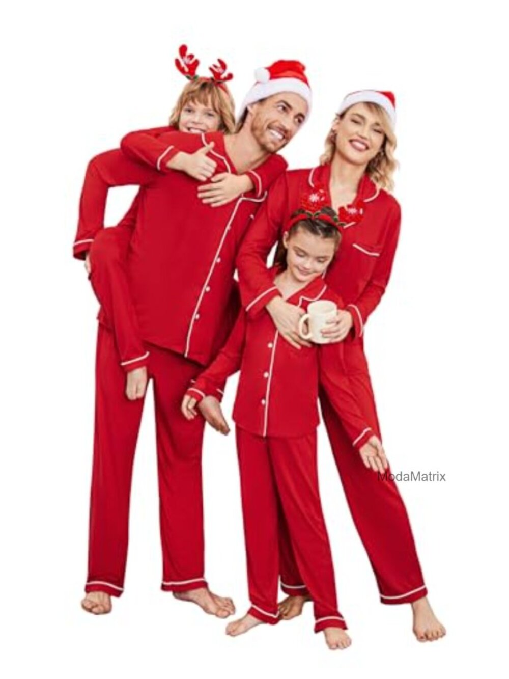 Matching Family Christmas Pajamas Set, Couples Long Sleeve Button Down Pjs, 95%